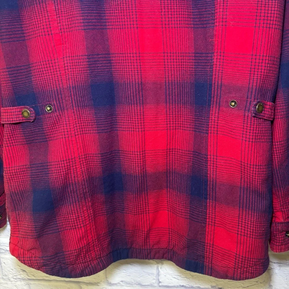 DULUTH TRADING FREE SWINGIN FLEECE LINED PLAID FLANNEL SHIRT JACKET SHACKET Med